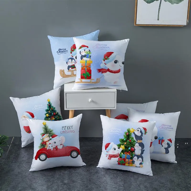 Cartoon Christmas Pillowcase Merry Juldekorationer Söt snögubbe Sofa Kudde Hemkuddeöverdrag JJB11243