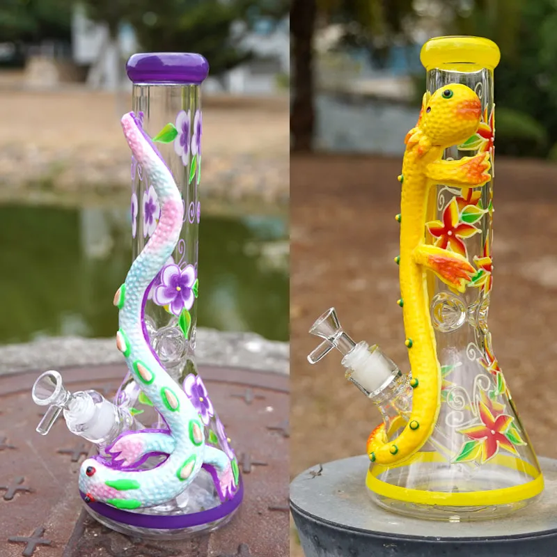 13 Zoll 18 mm Innengewinde Wasserpfeifen Wasserpfeifen 7 mm dick Handarbeit Rig Handcraft Heady Glasbong Rohr Öl Dab Rigs LXMD20104