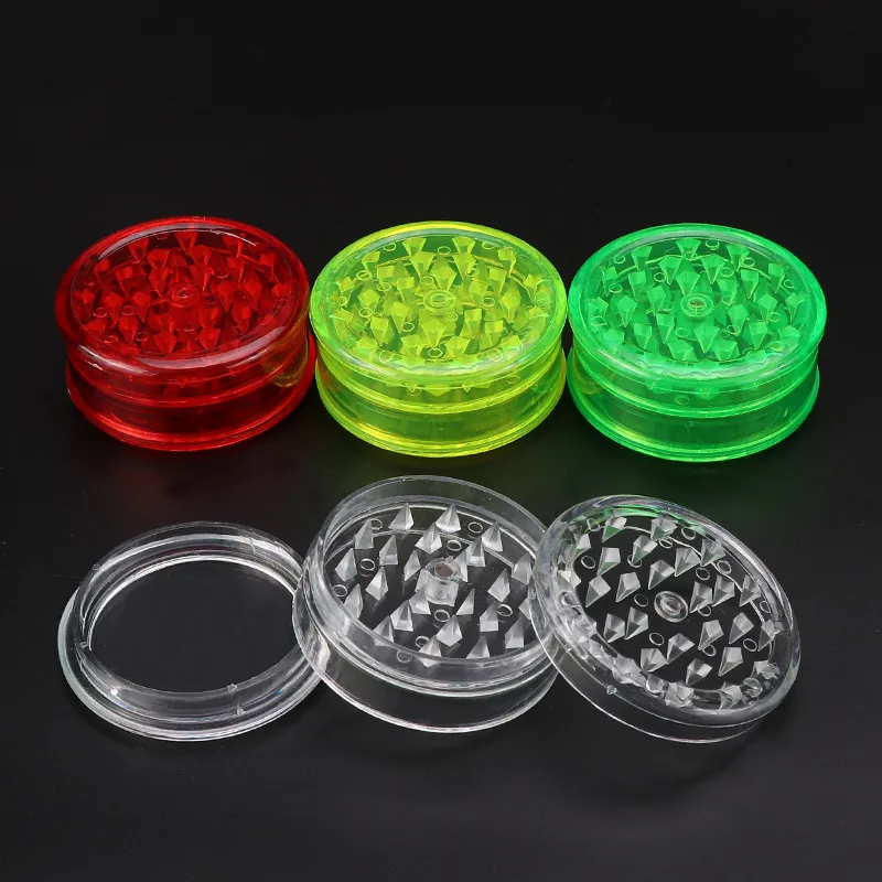 Random color home Plastic Herb Grinder 60mm Smoking smoke detectors pipe acrylic grinders for twisty glass blunt Accessories