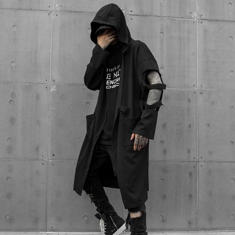 Mens Gothic Gothic Trench Coat Mens With Hooded Design Mens Gothic Gothic Trench Coat Mens With Hooded Design