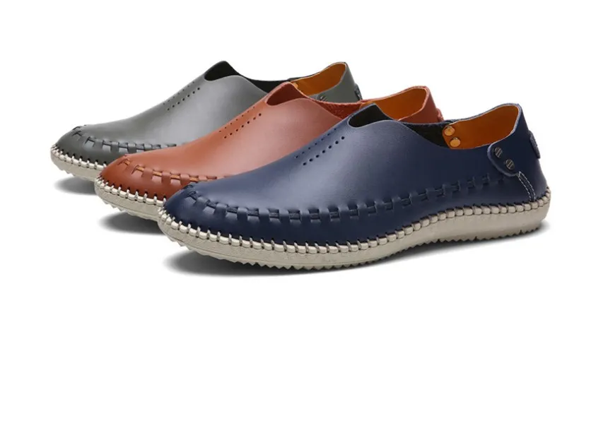 Sandales classiques d'été en cuir véritable pour hommes, mocassins de plage, chaussures de luxe pour garçons, pantoufles d'extérieur, baskets grande taille