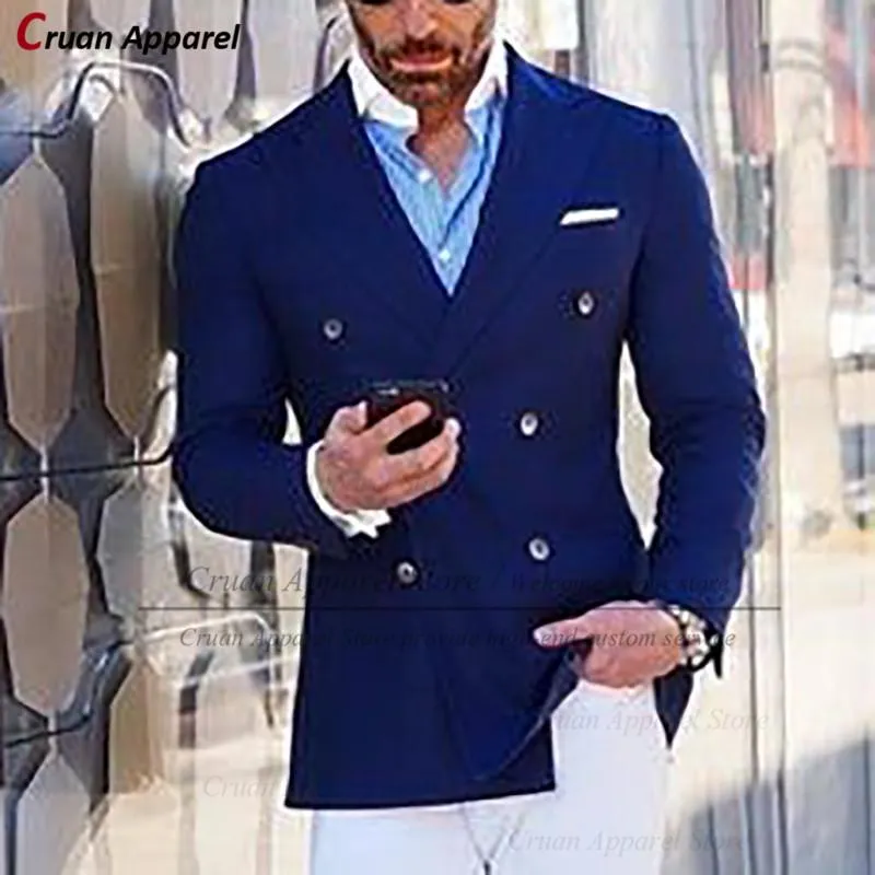 Men's Suits & Blazers (One Blazer) Classic Navy Blue Blazer Slim Fit Groomsmen Groom Party Dinner Wedding Suit Jacket Prom Coat Tuxedo Tops