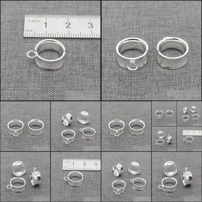 Other 4pcs Of 925 Sterling Silver Plain Large Hole Bail Charm Bead For Bracelet Spacer