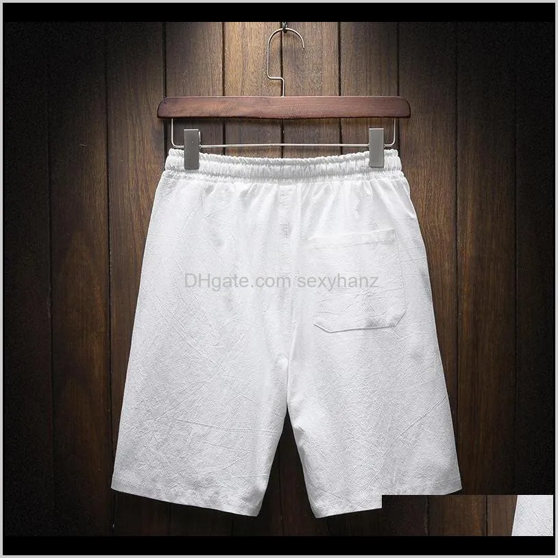 cotton linen men`s shorts casual harajuku bermuda shorts solid color 2021 summer high quality mens large size m-5xl