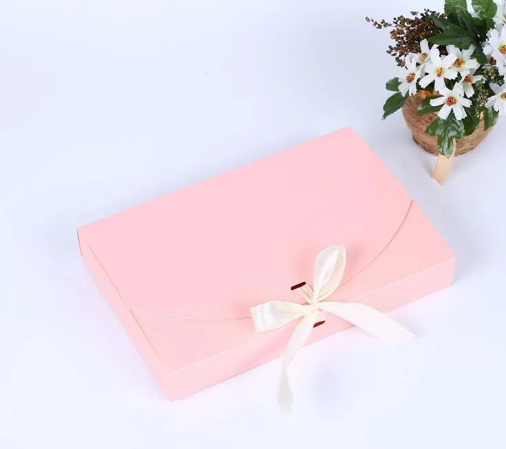 26x17.5x3.5cm Large Gift Box Cosmetic Bottle Scarf clothing Packaging Color Paper with ribbon Underwear packing