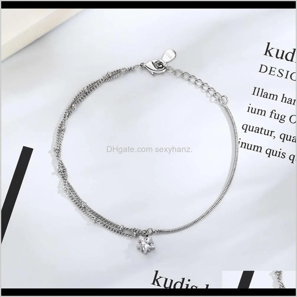 diamond studded star double-layer cool wind best friend hand ornament gift mori creative line bracelet women`s style