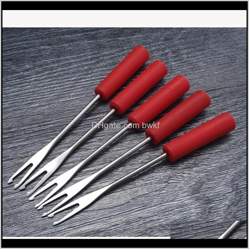 fashion metal stocked 12pc chocolate fondue dipping stainless steel forks short grips buffet cheese ice cream marshmallo sticks