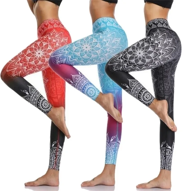 High Waist Geometric 3D Print Gym Yogalicious Leggings With