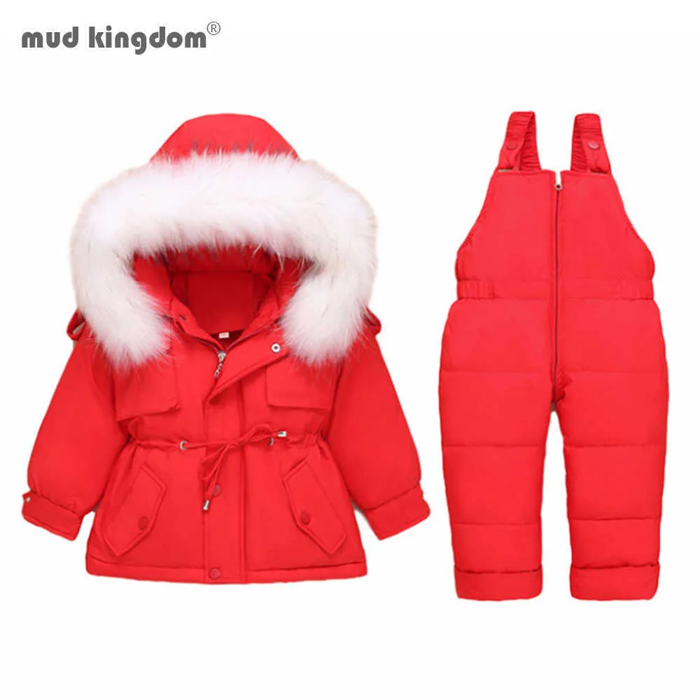 Mudkingdom Ragazzi invernali Cappotto Collo di pelliccia Piumino per ragazze Tuta spessa Bambini Tuta da neve per bambini Set 210615