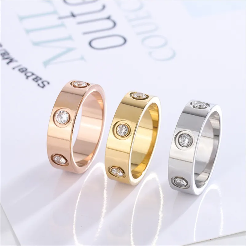 Rose Gold Love Rings for Women Men lovar Själv Högkvalitativ design Charm Silverring Rostfritt stål Mens Luxury Designer Jewelle2243