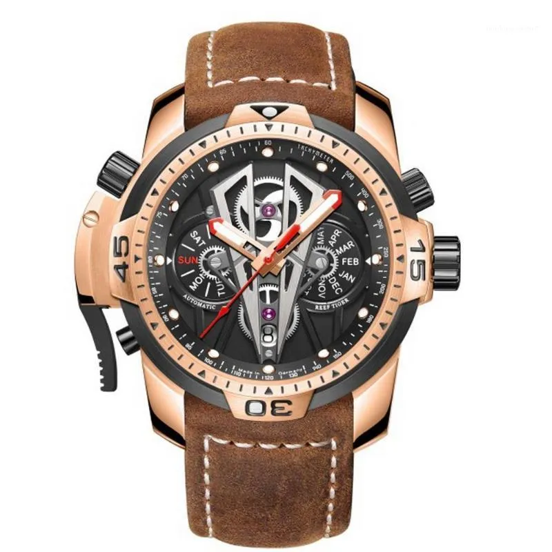 腕時計男性自動ウォッチ、メンズ高級時計Reef Tiger Manメカニカル腕時計スポーツミリタリークロックスイスファッション時計