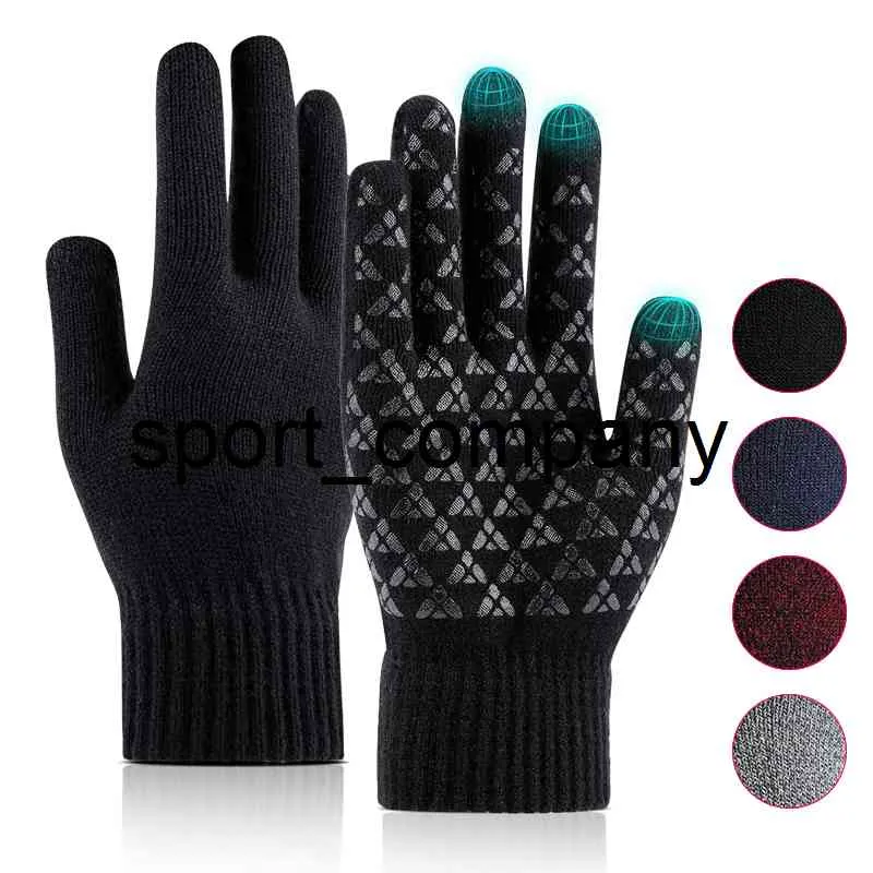 Amélioré unisexe écran tactile hiver thermique chaud gant vélo vélo Ski Camping en plein air laine tricot gants sport doigt complet