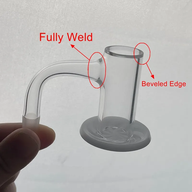 White Bottom Blender Spin Beveled Edge Banger Nails Fully Weld Seamless Quartz Bangers 10mm 14mm Male Joint 45 90 Degree 20mm OD