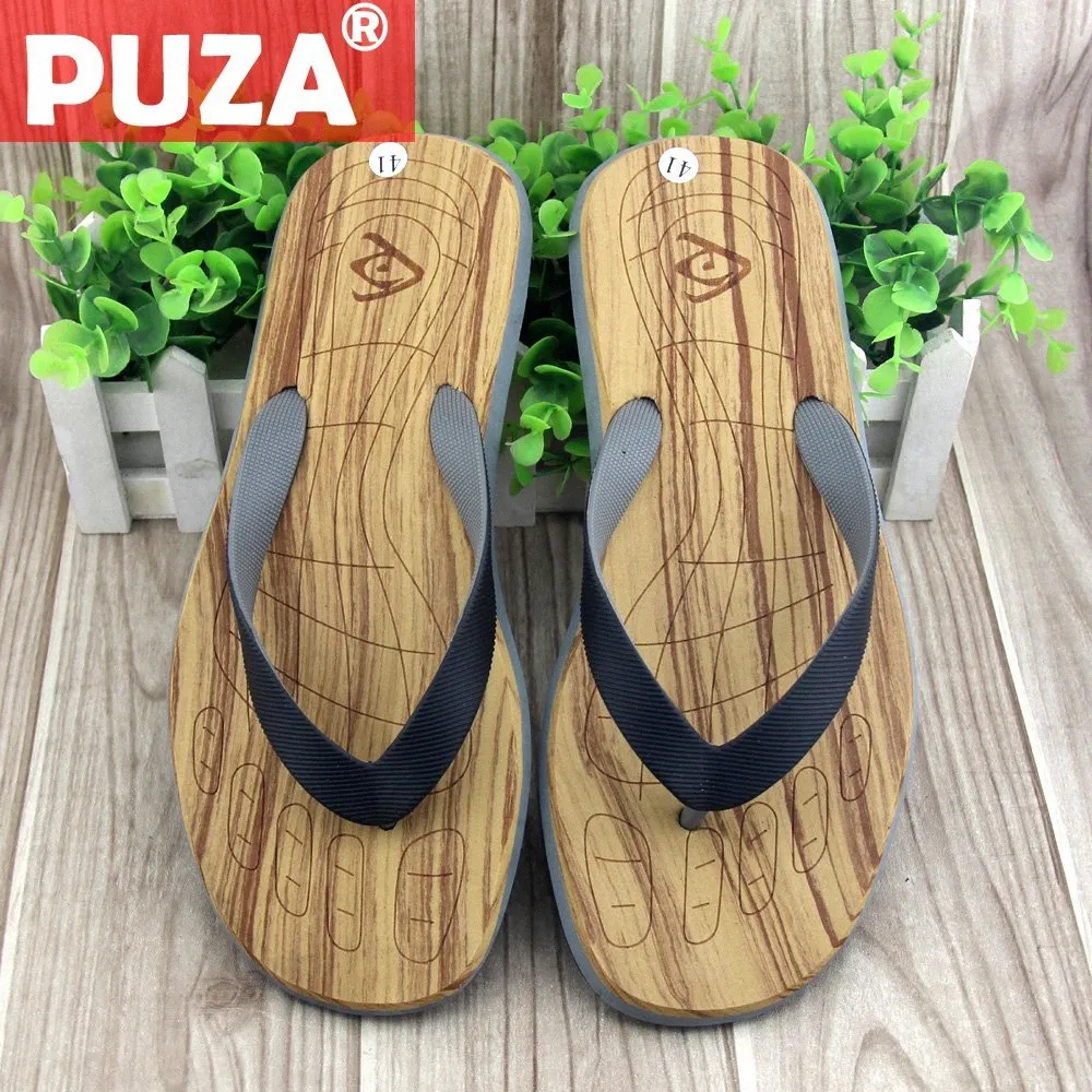 Puza Summer Men Flip Flops Male Mixed Color Slippers Men Casual PVC EVA Shoes Fashion Beach Sandals Slipper男