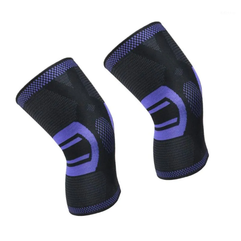 Protector de rodilla deportivo de punto, protectores de pierna transpirables, manga antideslizante, soporte para sentadillas, baloncesto, Fitness (Pu negro), 2 uds.