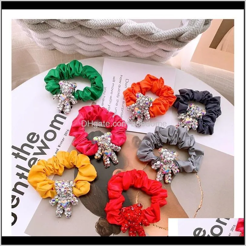  shipping korea purchasing student candy color cartoon full drill bear wild ball head rubber band hair ring head tie jewelry