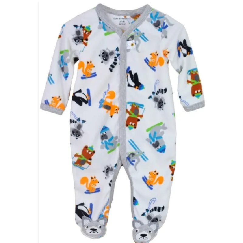 Fleece Baby Rompertjes met voet Baby Jongens kleding bebe Jumpsuits Overalls Nachtkleding roupas de bebe pijama Outfits 210413