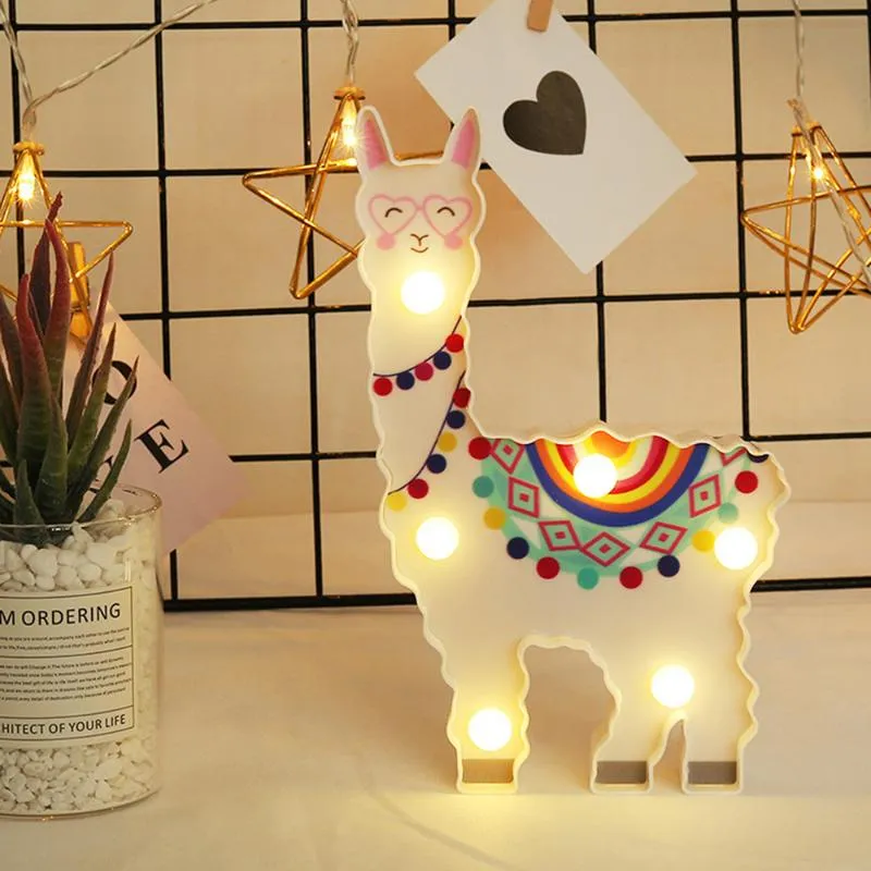 Night Lights Christmas Alpaca Light LED 12x19x2.8cm Decorative Hanging Lamp Animal Shape Cute Modeling