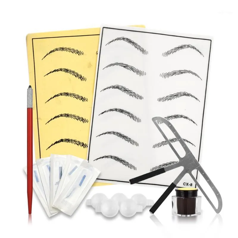 Permanenta makeupmaskiner Ankomst Microblading Eyebrow Tattoo Set Manuell Pen Kit Tatouage Courcil Practice Anestesico para Chines Gratis 1