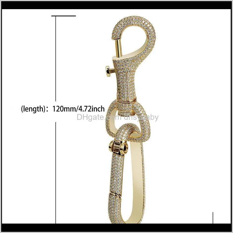 luxury designer jewelry keychain iced out bling diamond key chain hip hop key ring men accessories gold silver portachiavi designers