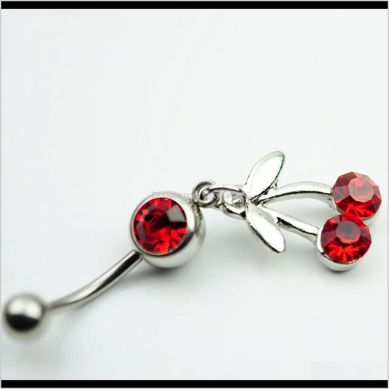 d0094 ( 1 color ) red color styl belly ring belly ring style cherry style rings body piercing jewelry dangle accessories fashion charm