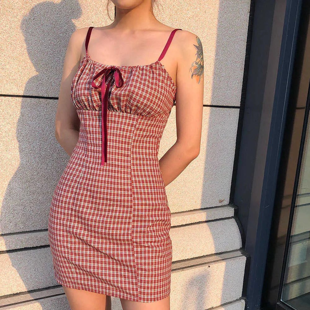 plaid bodycon dress spaghetti strap INAWLY 2026 Plaid Spaghetti Strap Bodycon Dress, Slim Fit Long Dress For  Women In Summer Picnic Vacation Pale Yellow Cottage Core Cottagecore