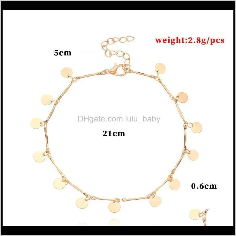 europe and america ornament popular geometry alloy straight wafer beach anklets female summer fashion new style foo