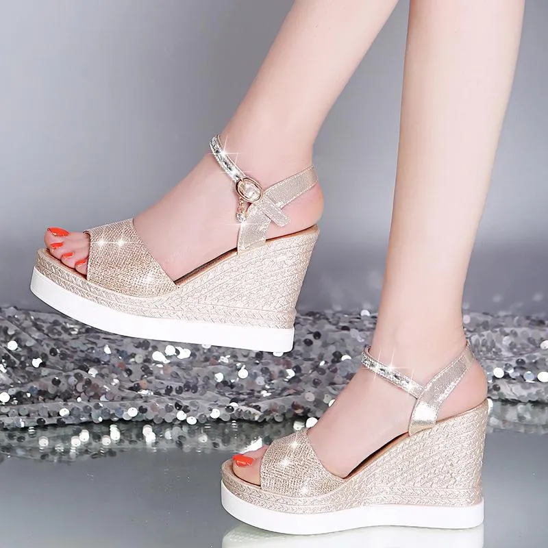Rhinestone shop wedge shoes