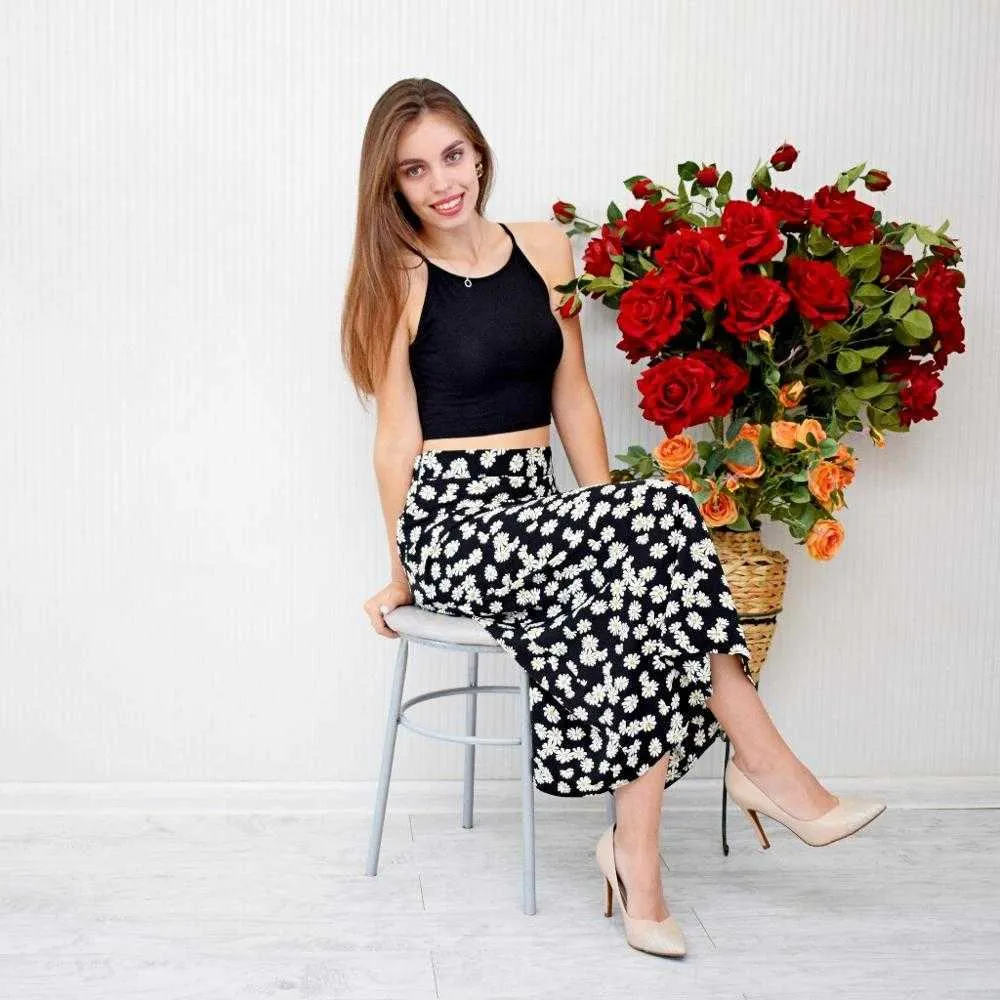 Korean Style Floral Daisy High Waist skirts for women