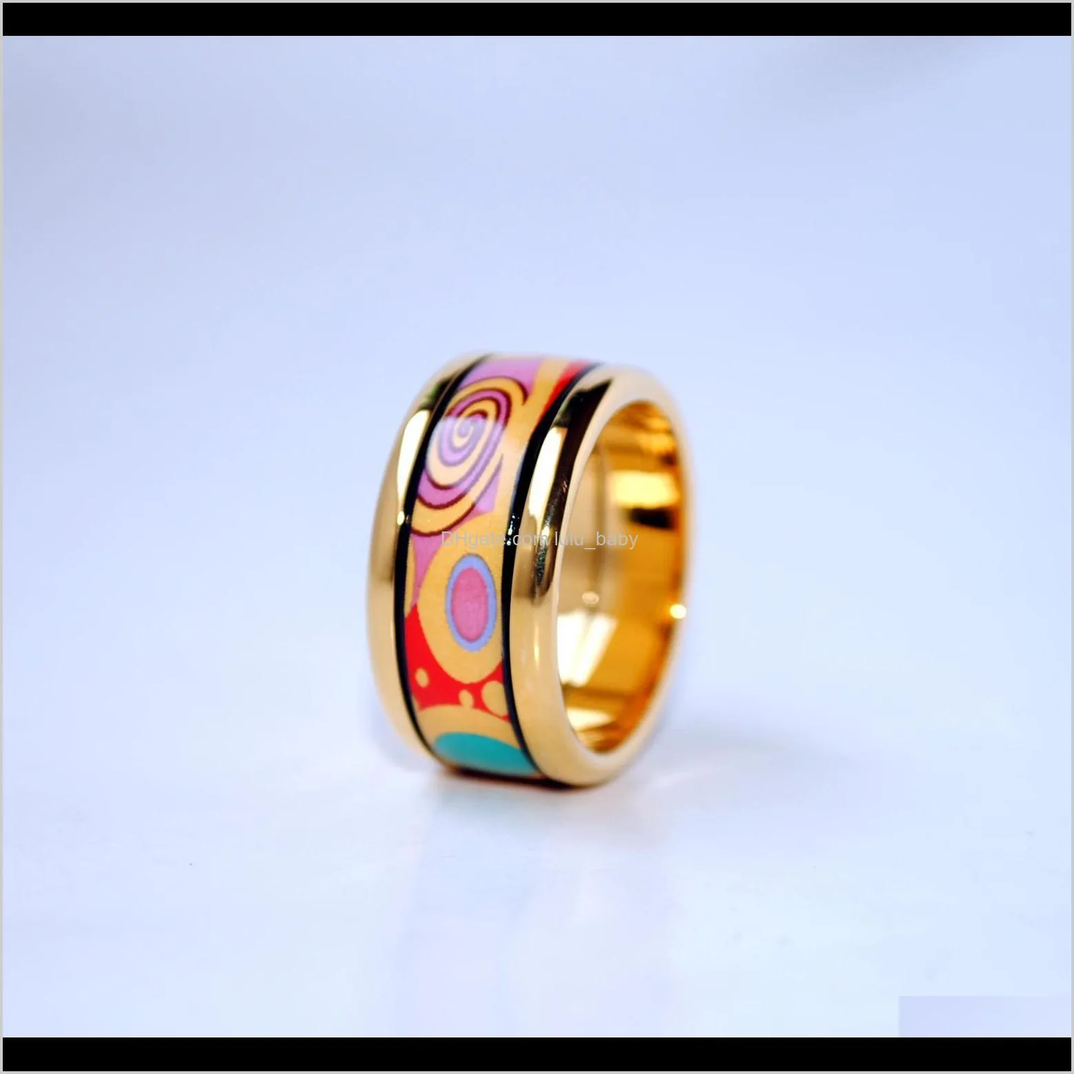 18k gold-plated enamel round rings flower of tree of life seriesrings top quality ring for women wedding rings for gift with box