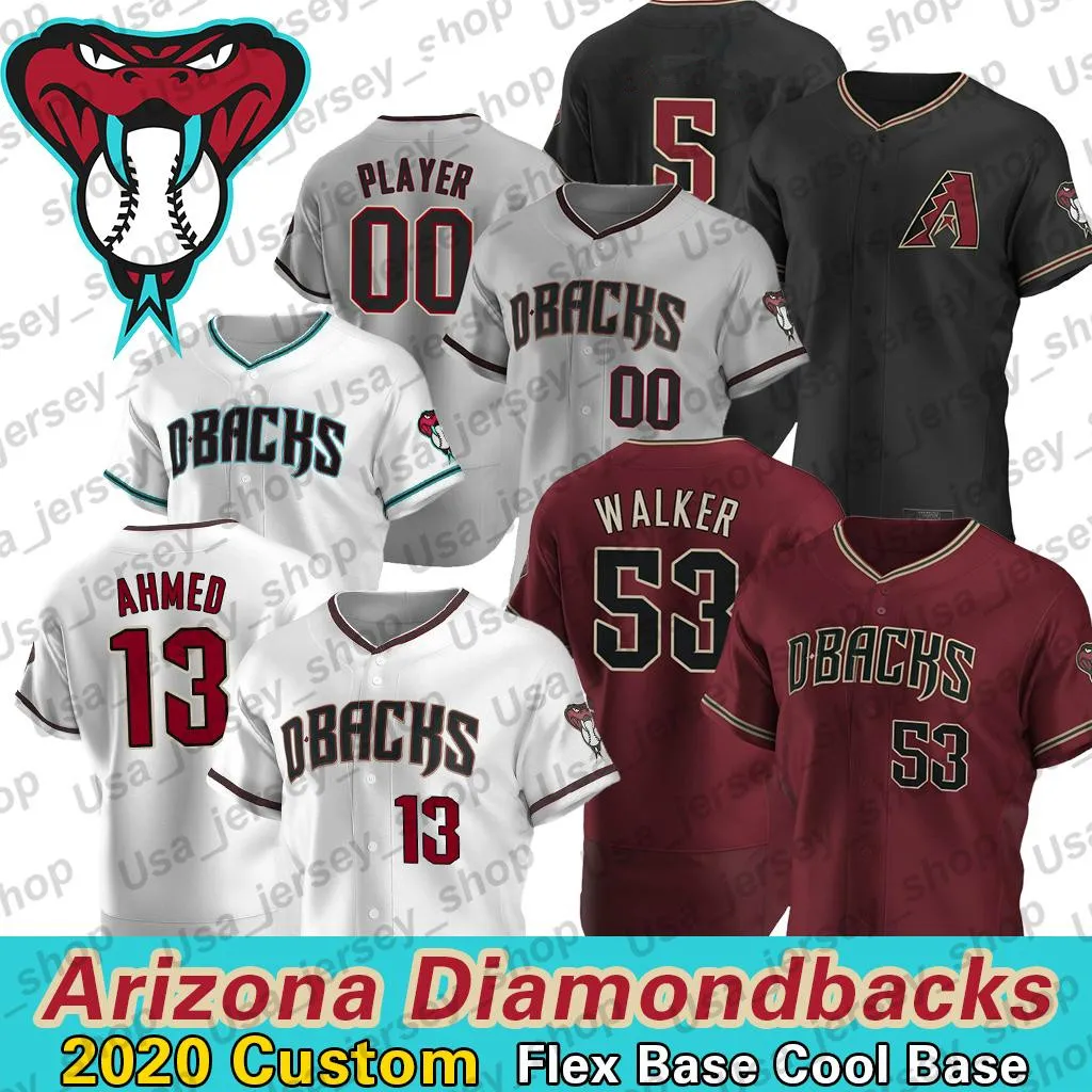 Arizona Ketel Marte Jerseys Ahmed Christian Walker David Peralta Carson Kelly 2020 Nueva temporada Camisetas de béisbol