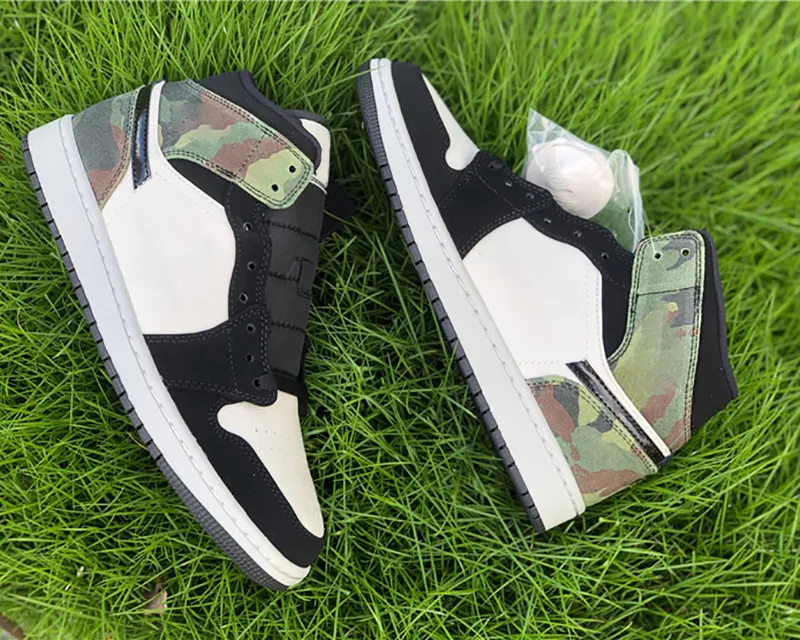 2021 Jumpman 1sMen Women Mid Top Quality Basketball Shoes camouflage color Luxury Designer Mens Womens Banned Bred Toe Chicago Trainers Sneakers With Box