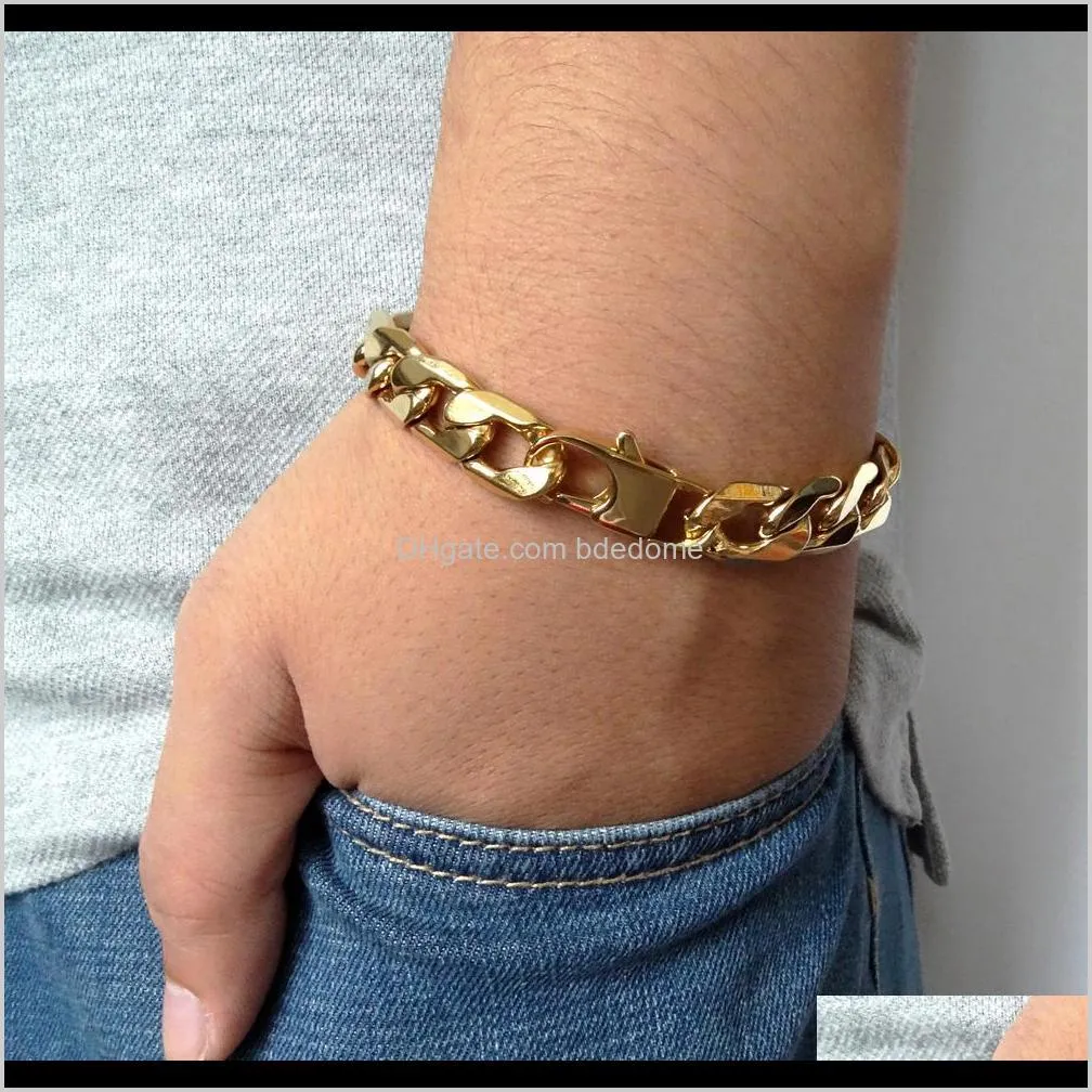 100% stainless steel bracelet men retro jewelry 18k gold plated t and co curb cuban chain 6/8/12 mm width 8