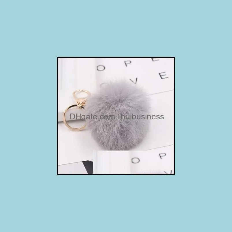 Fur Keychain 1PC Cute Fur Keychain Pompom Fake Fur Ball Key Chain Fluffy Pompon Keyring Bag Charms Key Ring Llaveros Chaveiros Bag