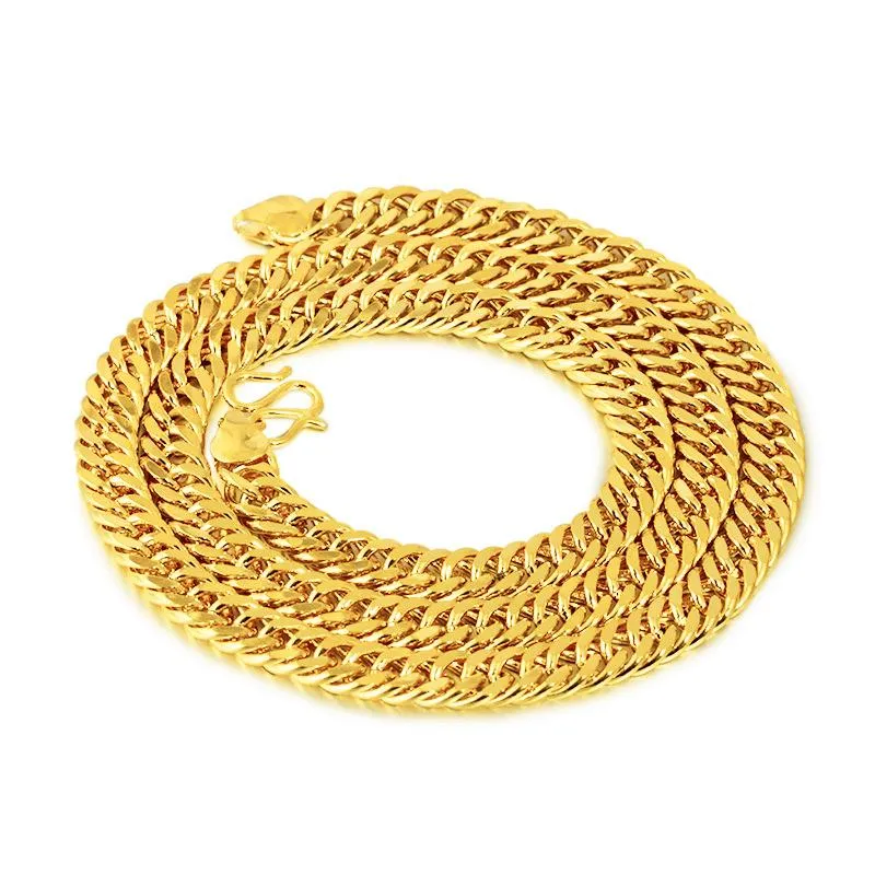 Chains 8mm 22K Gold Filled Necklace Jewelry For Men Women Bijoux Femme Collare Mujer Naszyjnik Solid Bizuteria