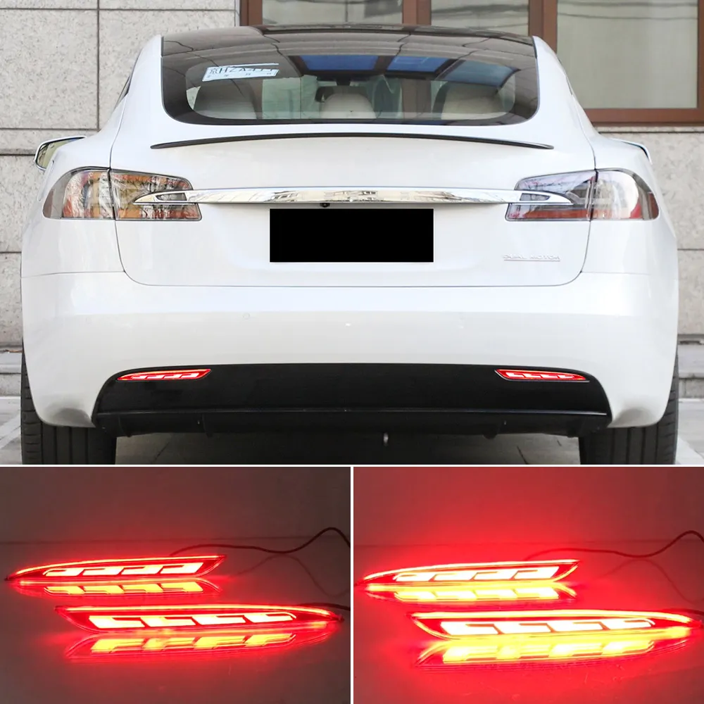 2PCS -Auto -LED -Rücklichter für Tesla Model S 2012 - 2019 2020 2021 2022 Blinker -Reflektor -Stoßfänger Bremslicht