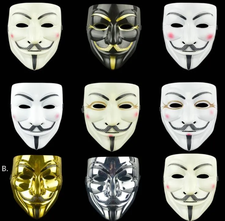 Party-Cosplay-Halloween-Masken, Party-Masken für Vendetta-Maske, Anonymous, Guy Fawkes, ausgefallenes Kostümzubehör für Erwachsene, RRA11019