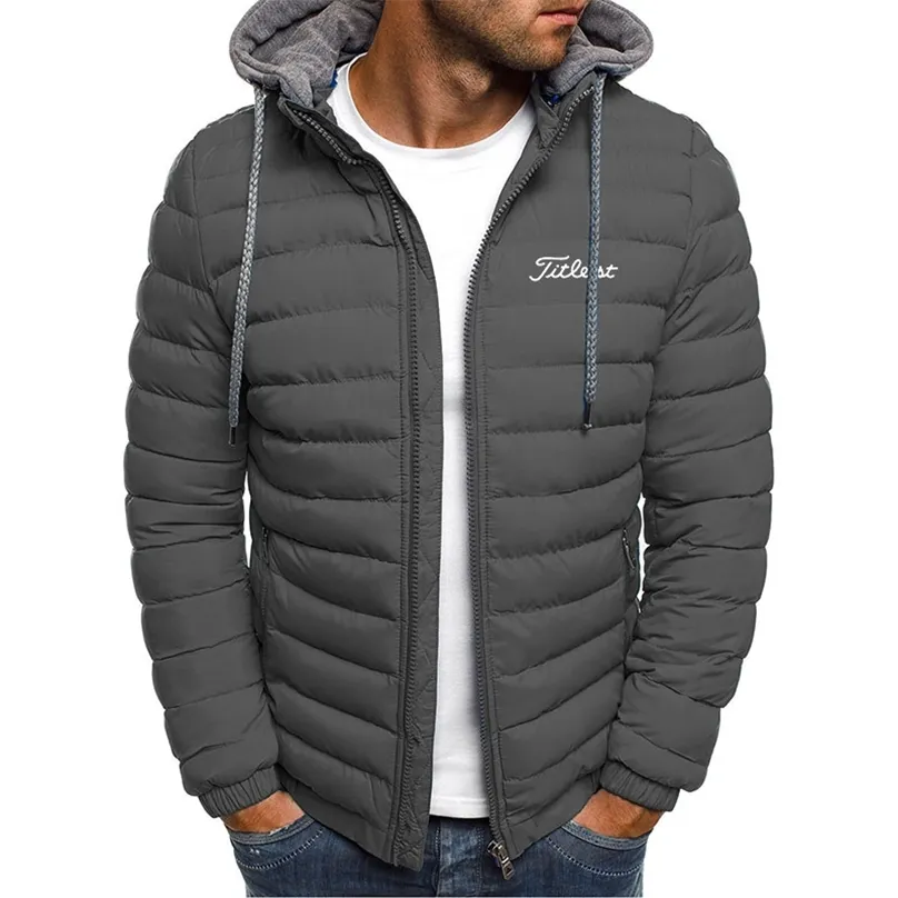 Winter Jackets Oversize Down Coat Men Golf Brand Padded Hooded Cardigan Drawstring Thick Warm Jacket Sports Outerwear Top 211217