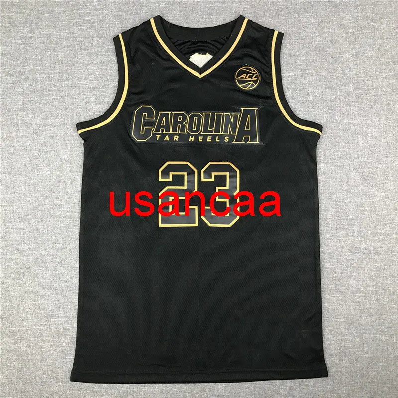 すべての刺繍No. 23 2020ノースカロライナブラックゴールドバスケットボールジャージをカスタマイズする男性の女性ユースベスト任意の番号xs-5xl 6xlベストを追加