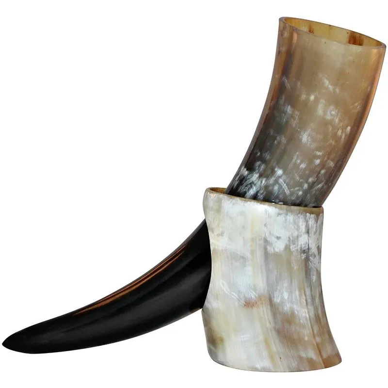 Mugs Handicrafts Real Viking Drinking OX Horn Mug Stand Cups Home Ale Beer Wine Whisky Goblet Chalice Tankard Vessels Handmade Beaker