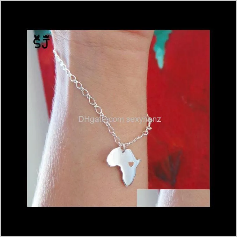 Charm Jewelry Drop Delivery 2021 5Pcs African Country Of South Map Adoption Bracelet Ethiopia Ciondolo Africa Heart Bracelets Lura9