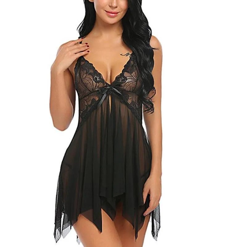Women's Sexy-Lingerie Babydoll Sleepwear Underwear Lace Dress G-String Nightwear - Foto 9