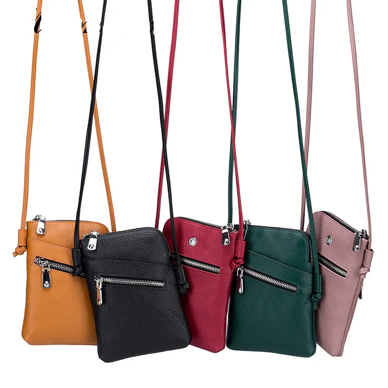 DHL30 SZTUK Torby Messenger Kobiet Prawdziwej Skóry Pionowej Sekcja Pochylona Zipper Decoration Cross Body Torba Mix Color