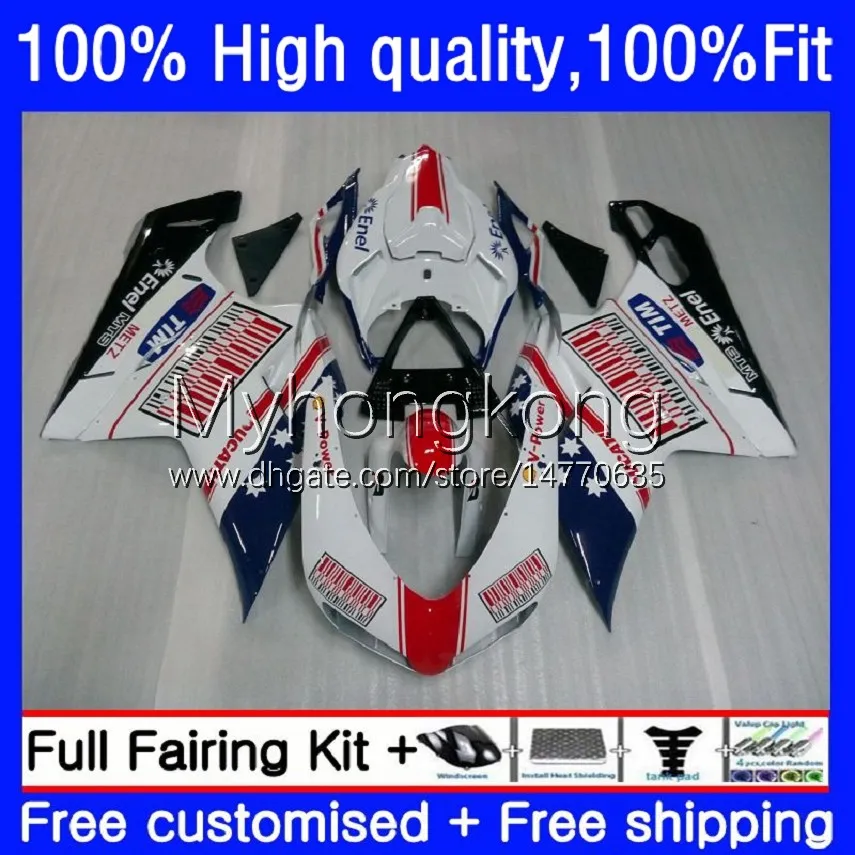 Injection Fairings For DUCATI 848R 1098R 1198R 848 1098 1198 White blue red S R Bodywork 14No.9 848S 1098S 07 08 09 10 11 12 1198S 2007 2008 2009 2010 2011 2012 OEM Body Kit