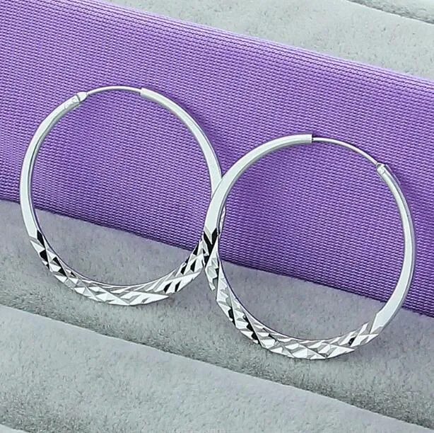 Grande orecchio da donna 5cm Charm ear Hoop Huggie Gioielli regalo 925 placcatura in argento cerchio motivo decorativo Orecchini