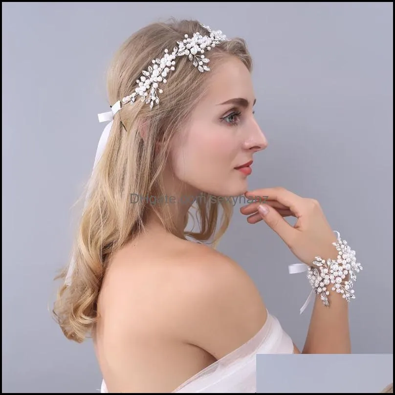 Hair Clips & Barrettes Korean Bride Jewelry Hand-beaded Crystal Wedding Accessories Band Wrist Lead Factory Direct Sales