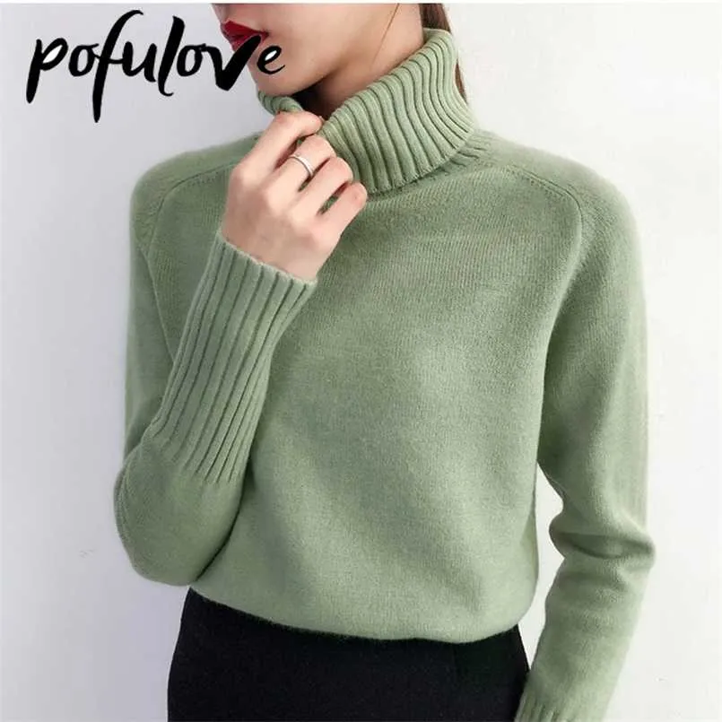 Damenpullover Rollkragenpullover Trendpullover Modeoberteil Herbst und Winter Koreanischer Pullover Damenpullover Strickwaren 211215