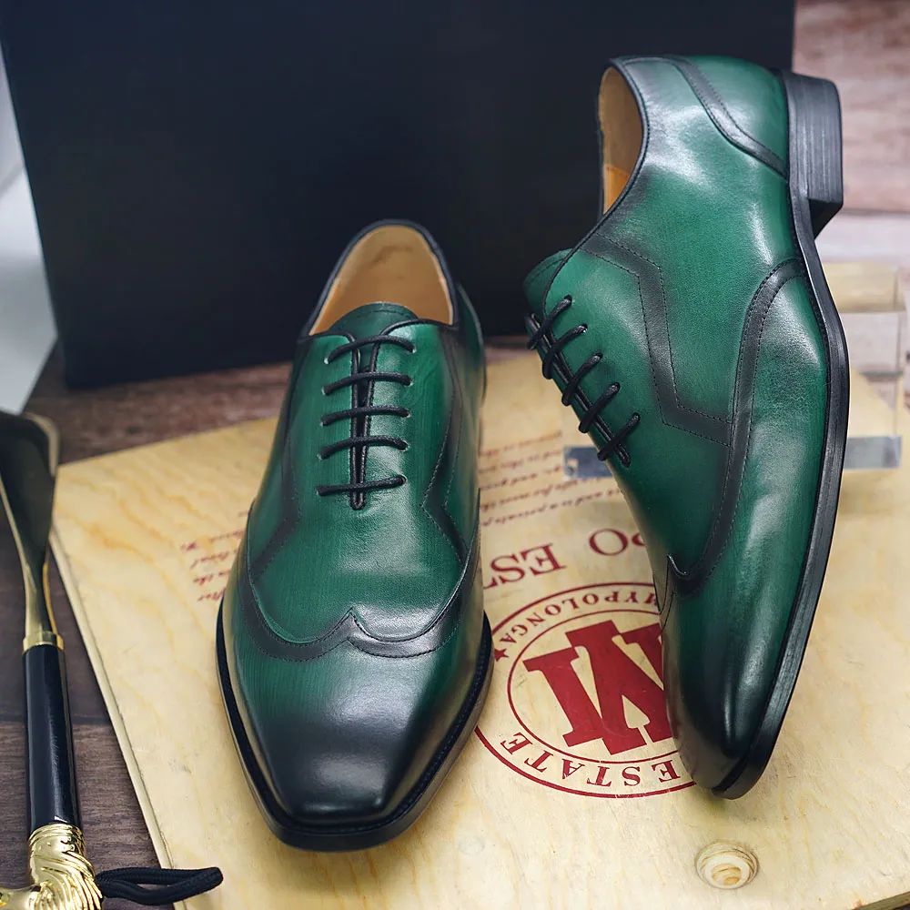 Dark green sales dress shoes