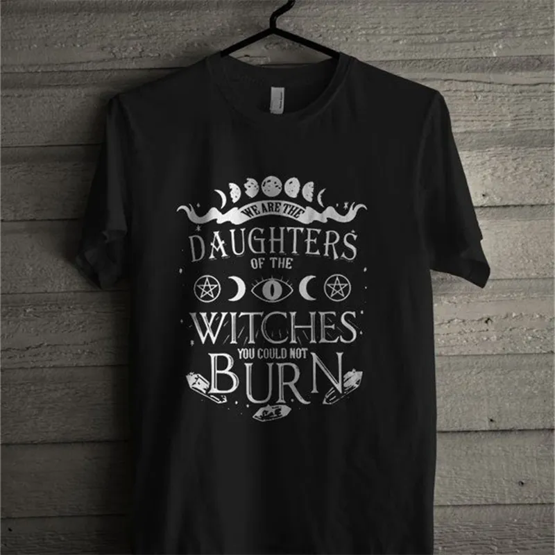 Kuakuayu HJN Daughter Witches Burn Tshirt for Girl Graphic T-shirts Harajuku Women Top Gothic Symbol Printed Tumblr Hipster 210401