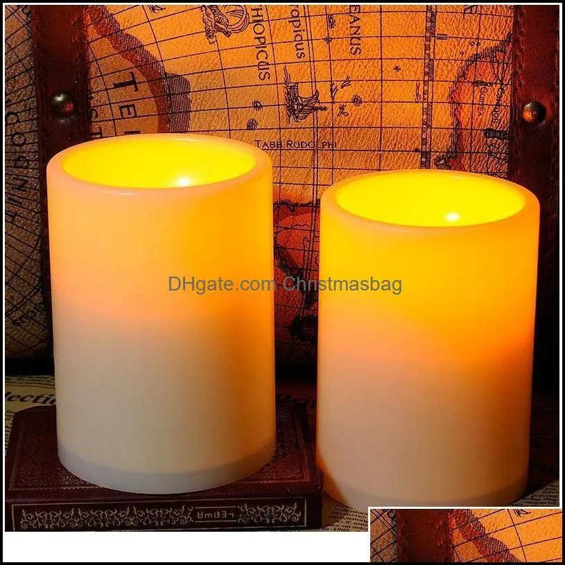 6pcs/lot 3x4 Inches Flameless Plastic Pillar Led Candle Light With Timer Candle Lights Battery Operated Candle Acc qylRuZ